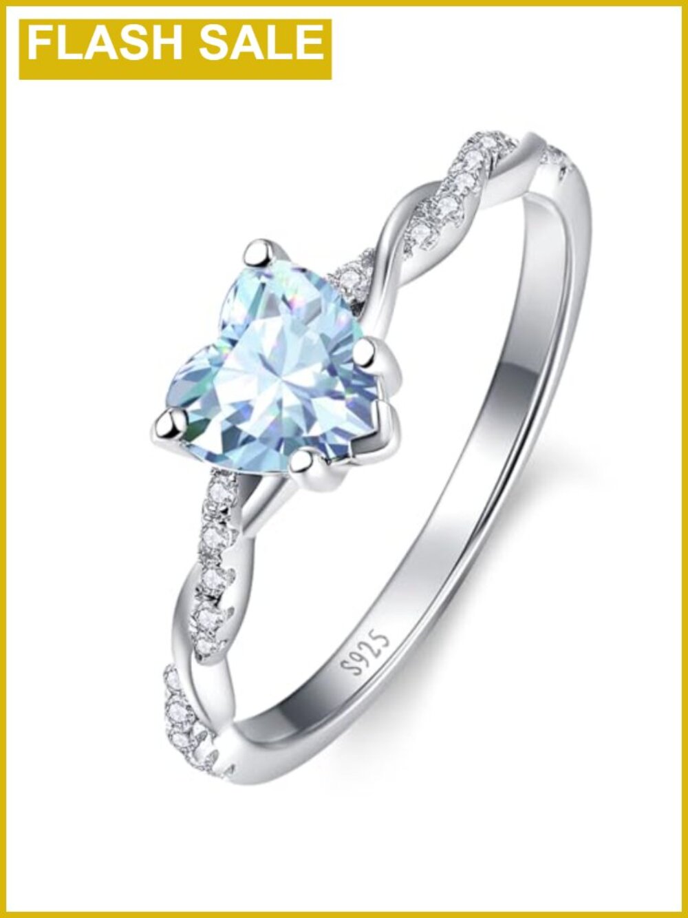 1.25ct Heart Promise Ring 925 Sterling Silver